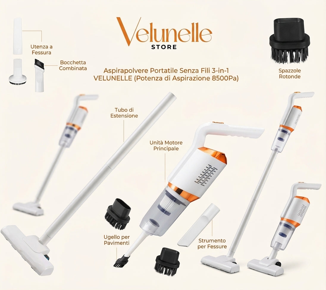 Velunelle Aspirapolvere Wireless 3 in 1