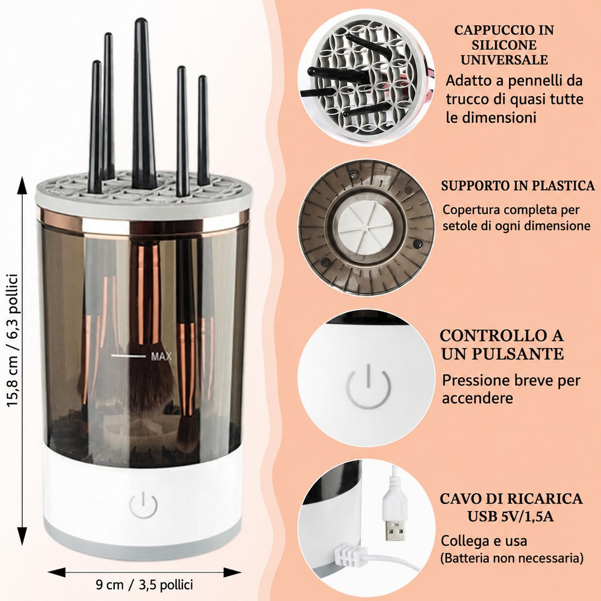 SQUADO Spazzola Elettrica Pulitrice per Pennelli